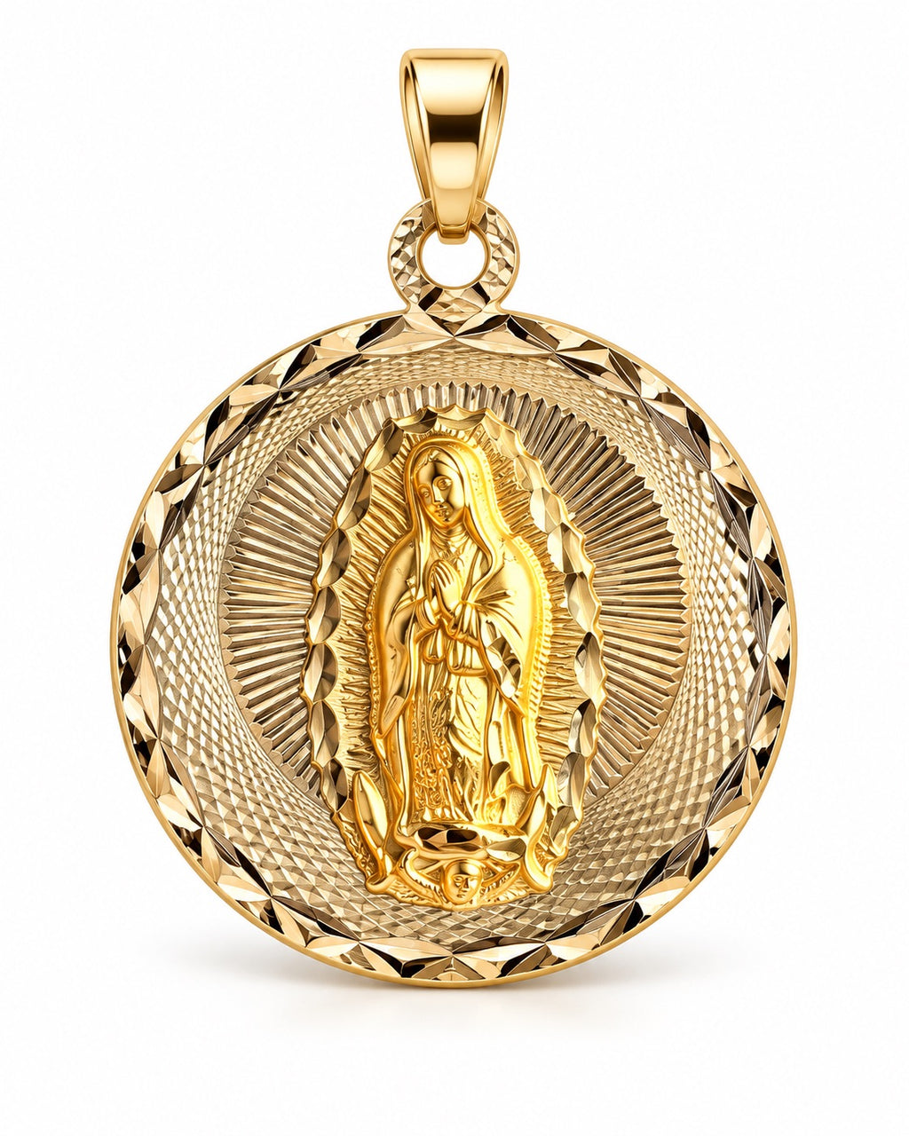 Women's 14K Gold Tricolor Virgin of Guadalupe Medallion Pendant
