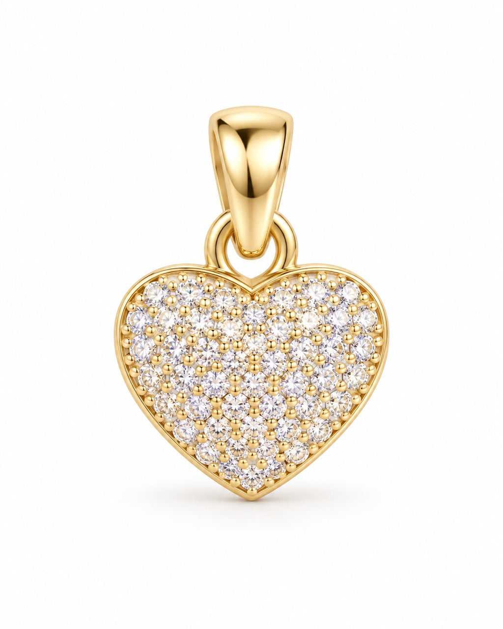 Women's 14K Gold Heart Pendant with Pink Zirconia