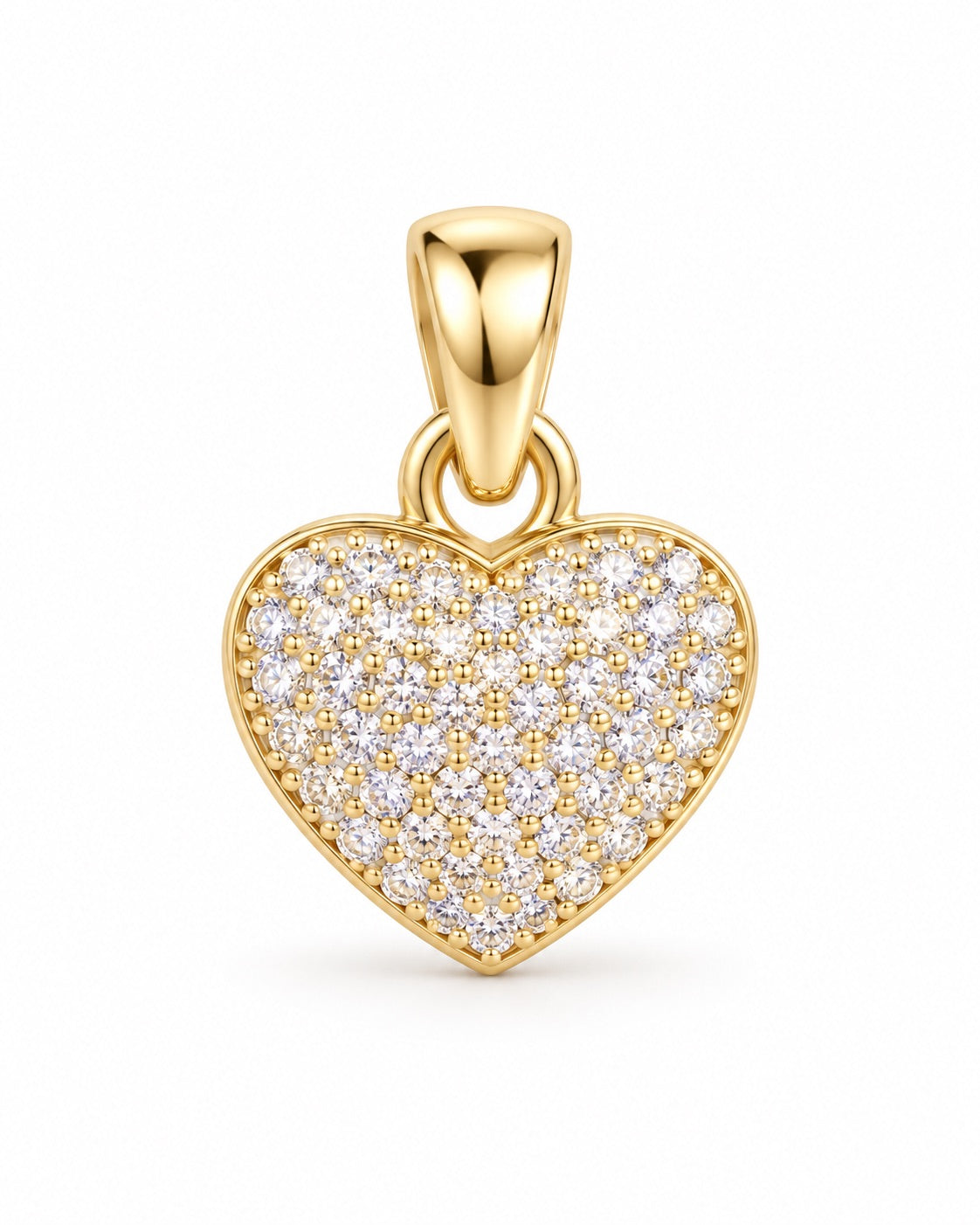 Women's 14K Gold Heart Pendant with Pink Zirconia