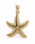Women's 14K Gold Starfish Pendant with Zirconia