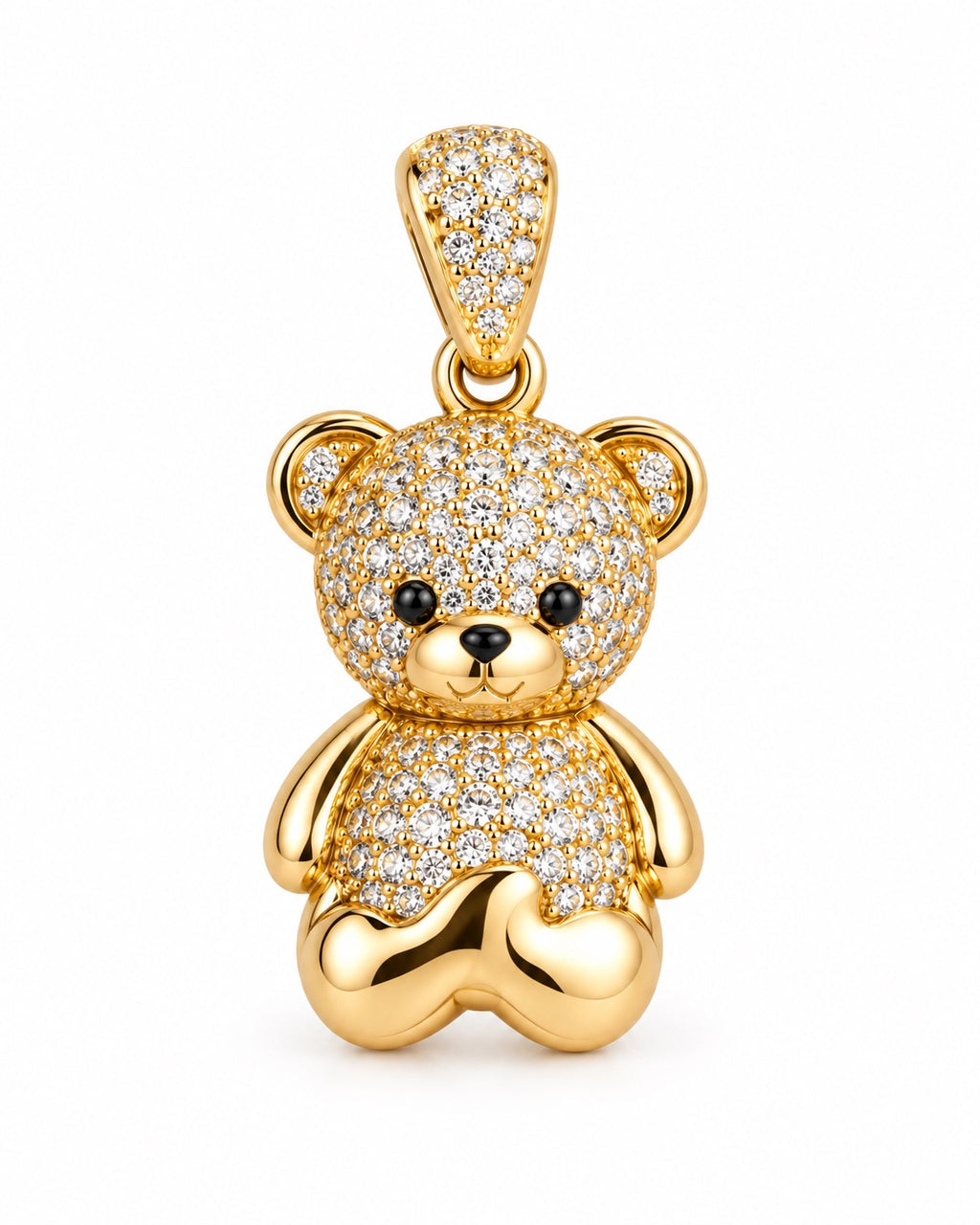 Women's 14K Gold Teddy Bear Pendant with Zirconia