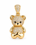 Women's 14K Gold Teddy Bear Pendant with Zirconia