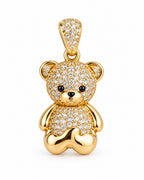 Women's 14K Gold Teddy Bear Pendant with Zirconia