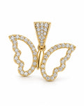 Women's 14K Gold Open-Wing Butterfly Pendant with White Zirconia