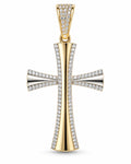 Men's 14K Gold Zirconia-Border Cross Pendant