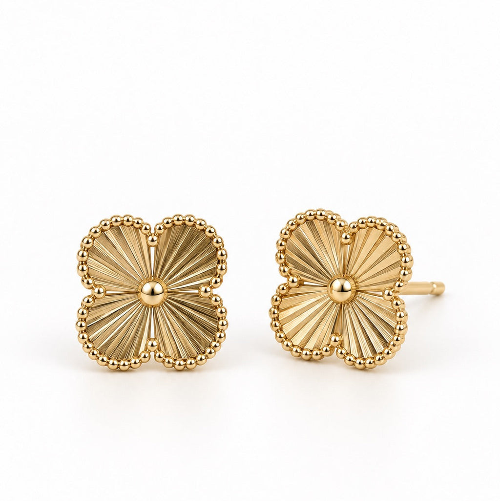 Women's 14K Gold Flower Stud Earrings