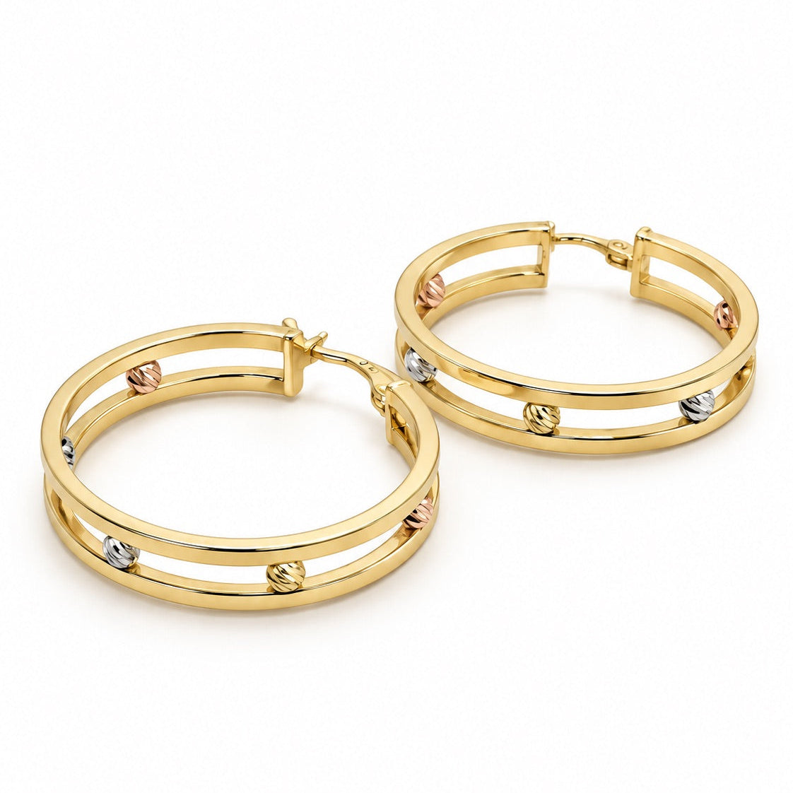 Women's 14K Gold Hoop Earrings with Large Ball Detail