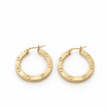Women's 14K Gold Medium Screw-Detail Hoop Earrings