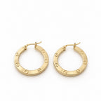 Women's 14K Gold Medium Screw-Detail Hoop Earrings