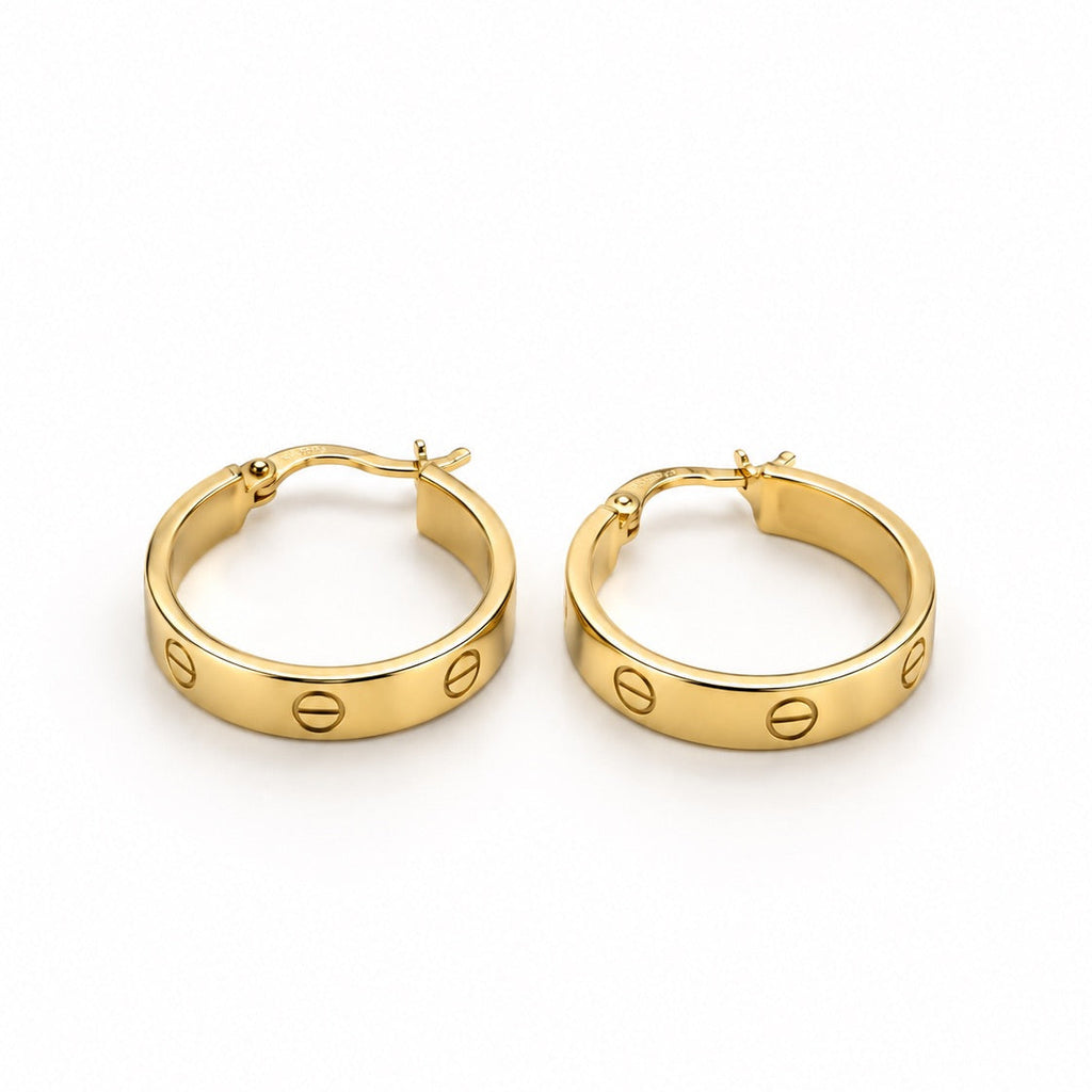 Women's 14K Gold Small Screw-Detail Hoop Earrings