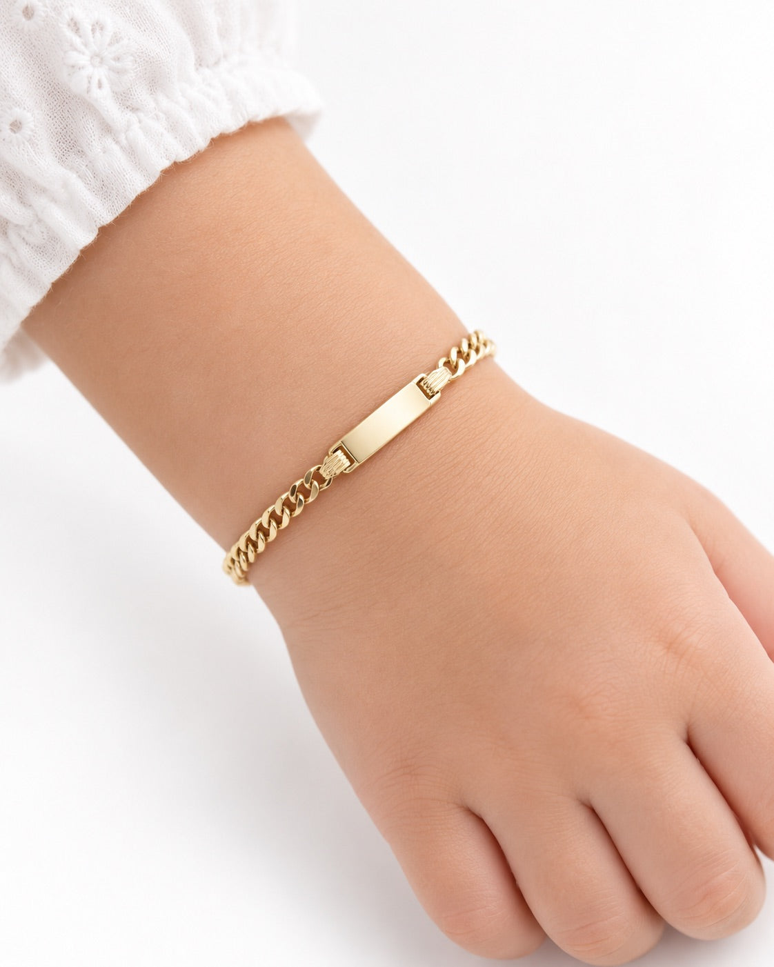 Kids' 14K Gold Concave Cuban Link ID Bracelet