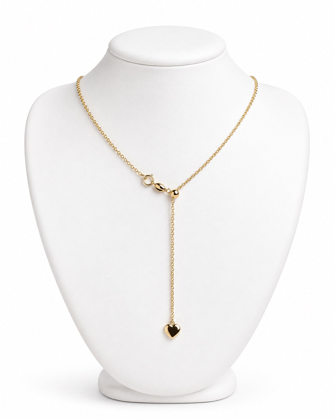 Women's 14K Gold Anchor Chain Heart Lariat Necklace