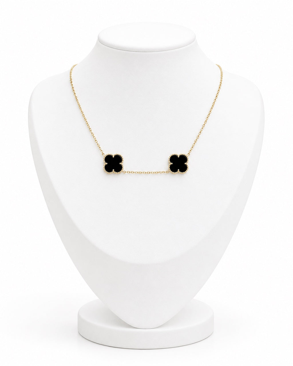 Women's 14K Gold Black Two-Flower Necklace