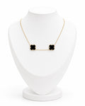 Women's 14K Gold Black Two-Flower Necklace