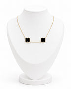 Women's 14K Gold Black Two-Flower Necklace