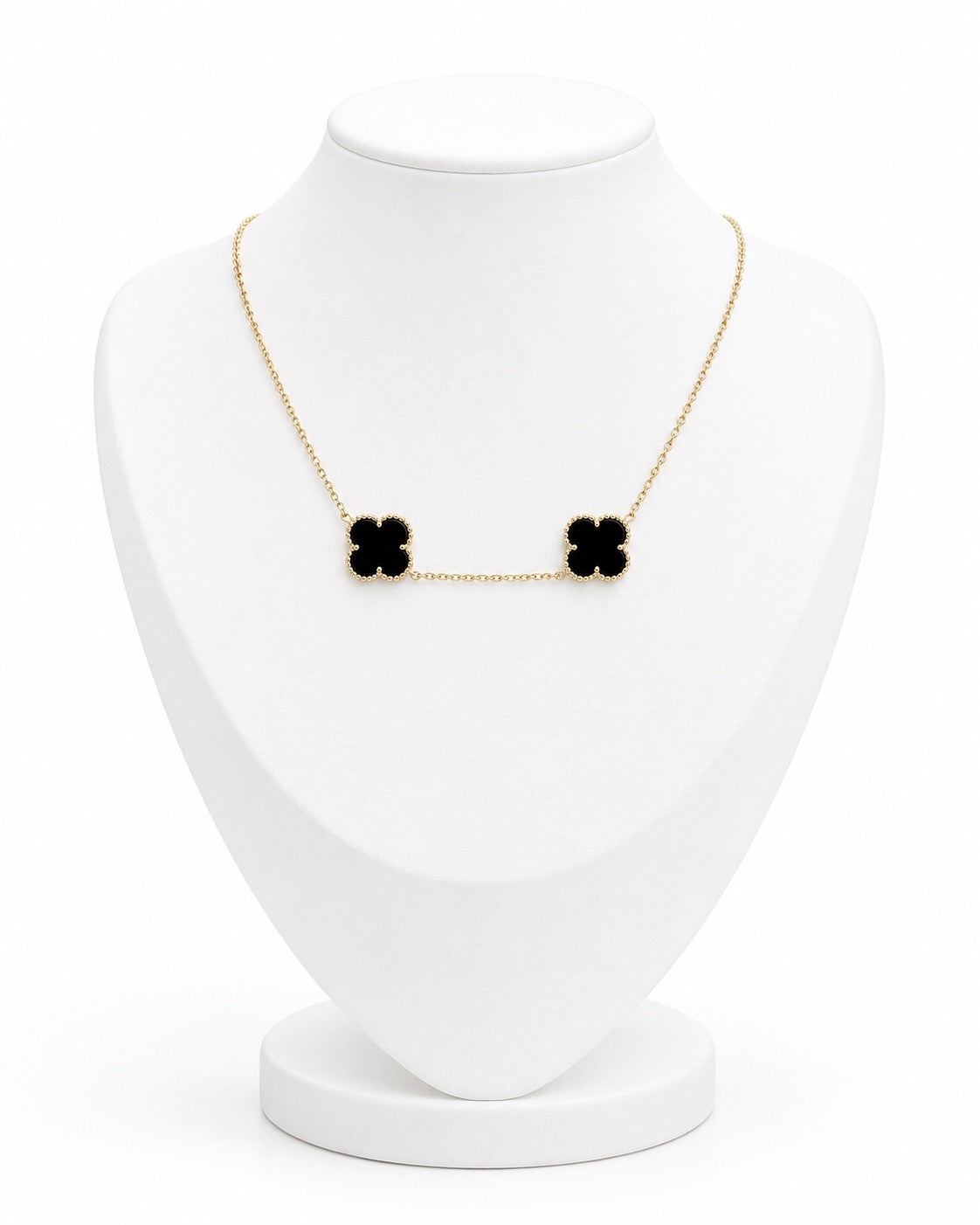 Women's 14K Gold Black Two-Flower Necklace