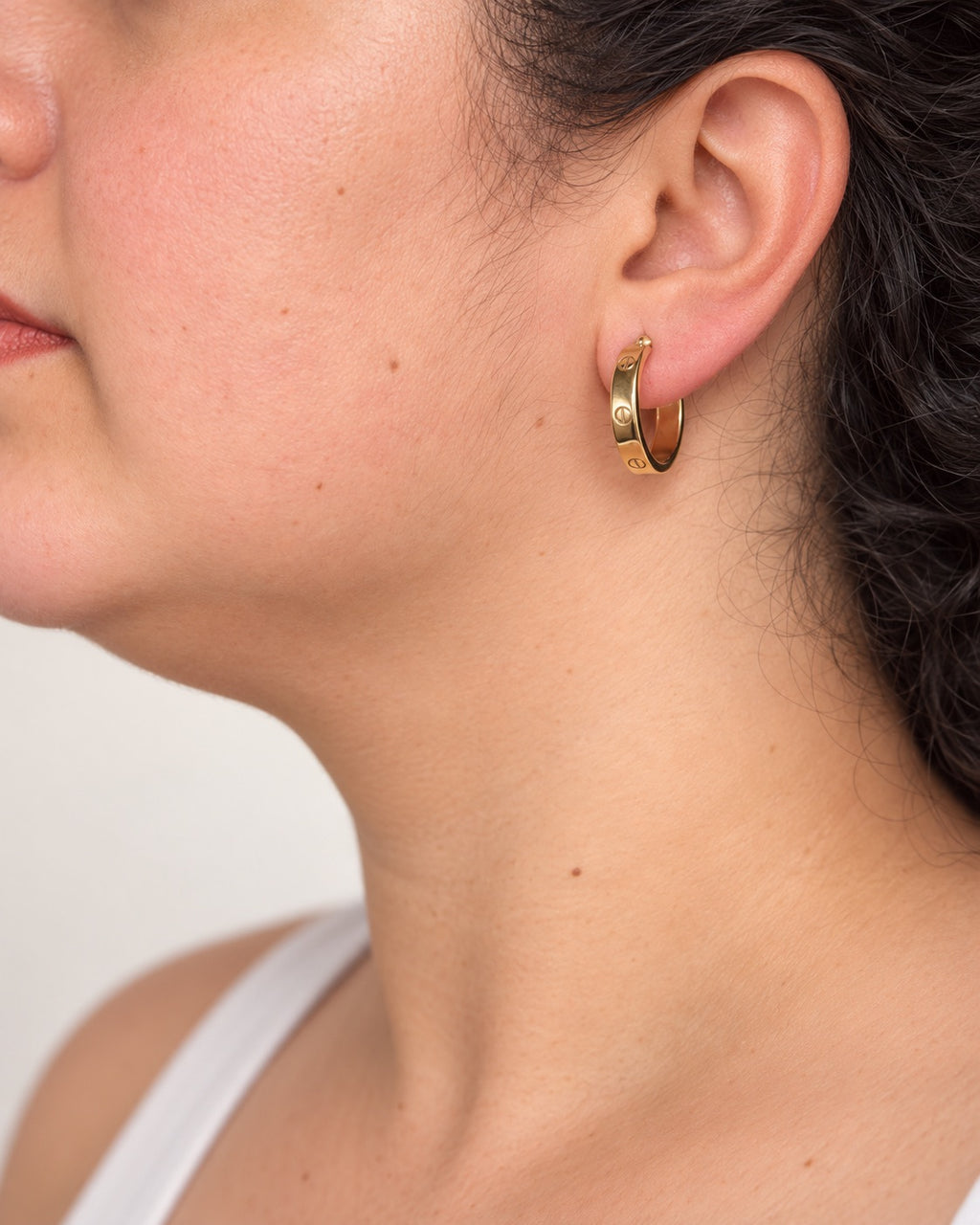 Women's 14K Gold Small Screw-Detail Hoop Earrings