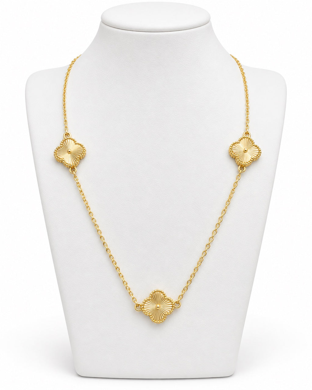 Women's 14K Gold Three Engraved Flower Necklace