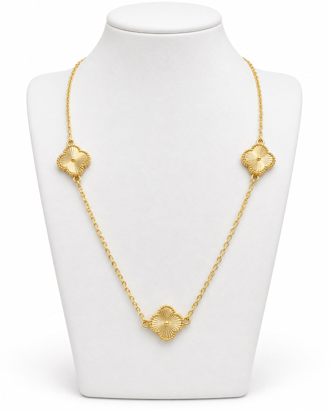 Women's 14K Gold Three Engraved Flower Necklace