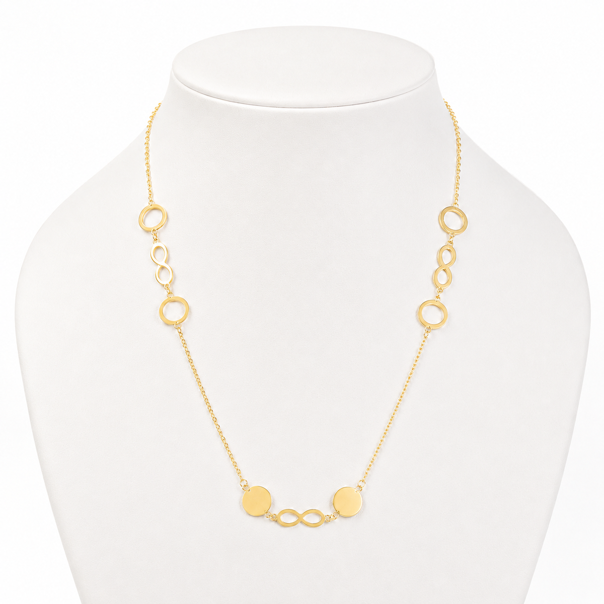 Women's 14K Gold Korean Chain Necklace with Infinity Design