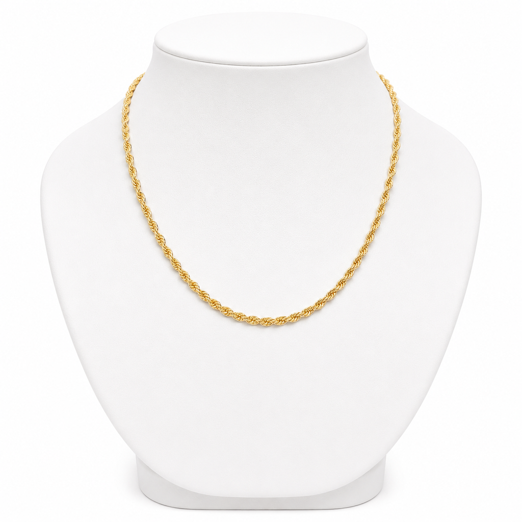 Unisex 14K Gold Hollow Rope Necklace