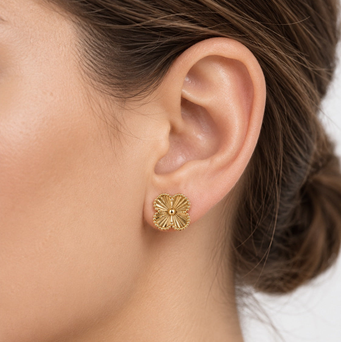Women's 14K Gold Flower Stud Earrings