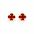 Women's & Girls' 14K Gold Red Flower Earrings