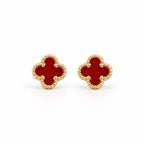 Women's & Girls' 14K Gold Red Flower Earrings