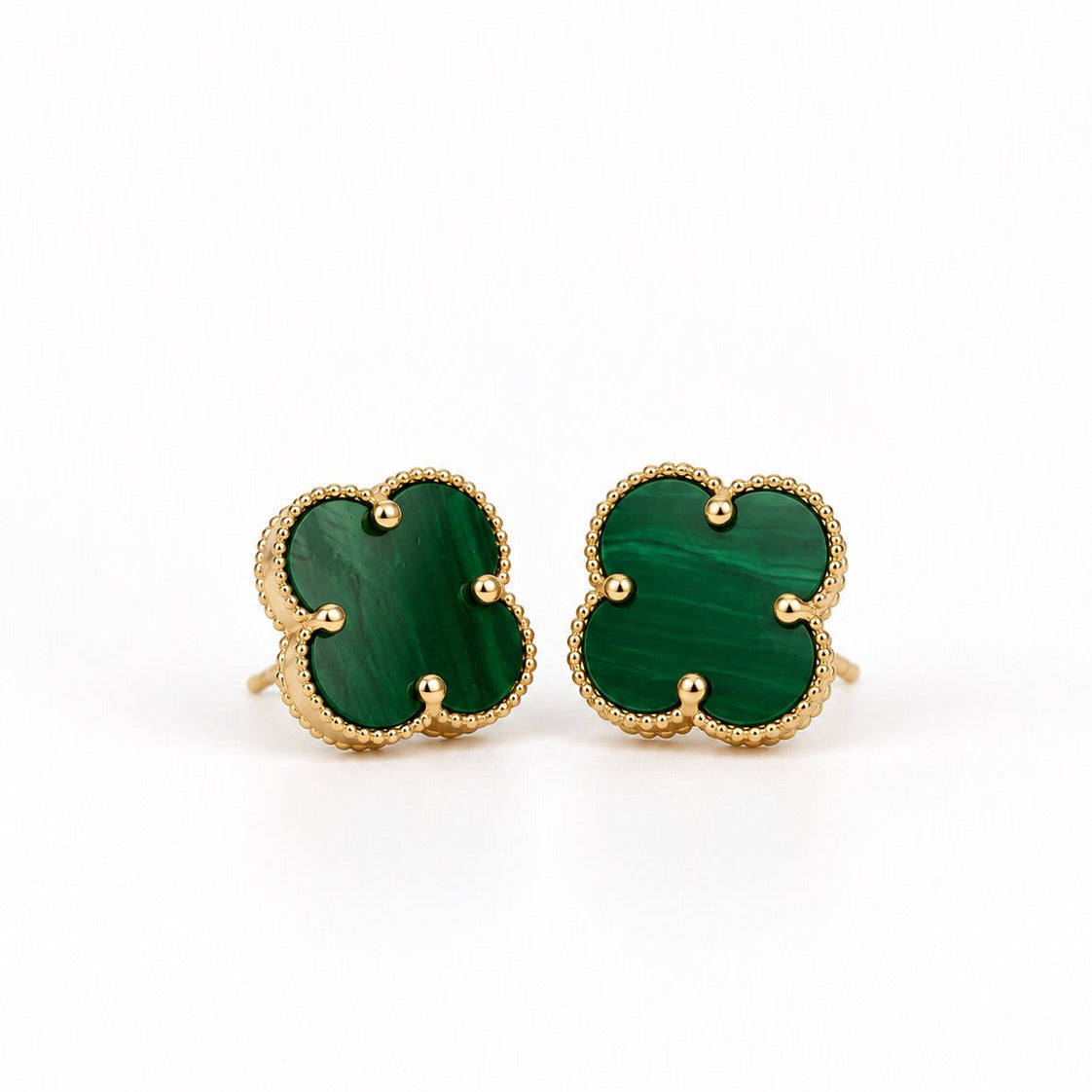 Women's 14K Gold Green Flower Earrings
