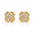 Women's 14K Gold Flower Earrings with Center Zirconia