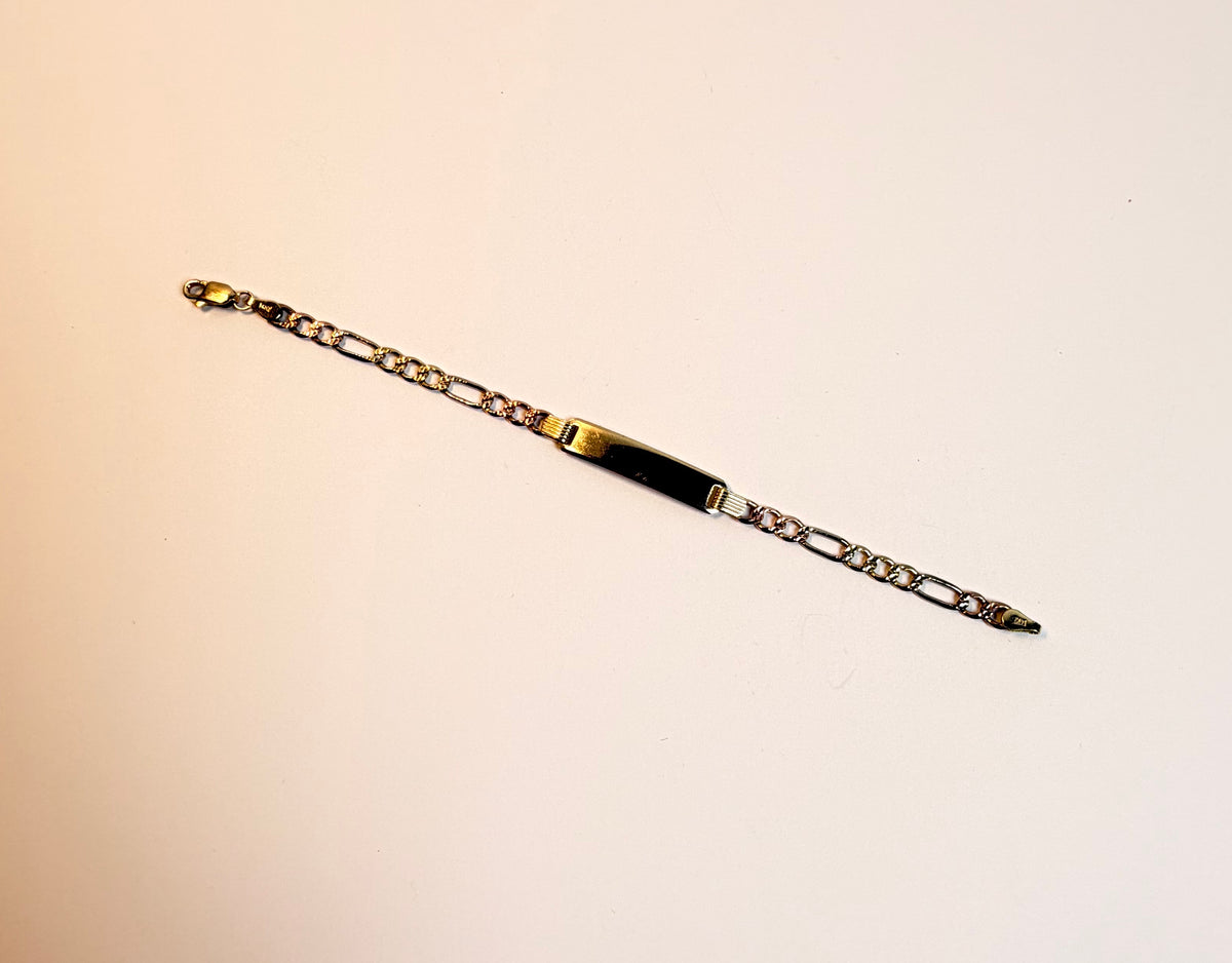 Kids' 14K Two-Tone Rose & Yellow Gold Figaro Plate Bracelet