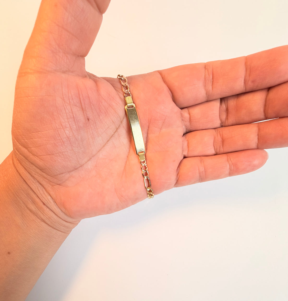 Kids' 14K Two-Tone Rose & Yellow Gold Figaro Plate Bracelet