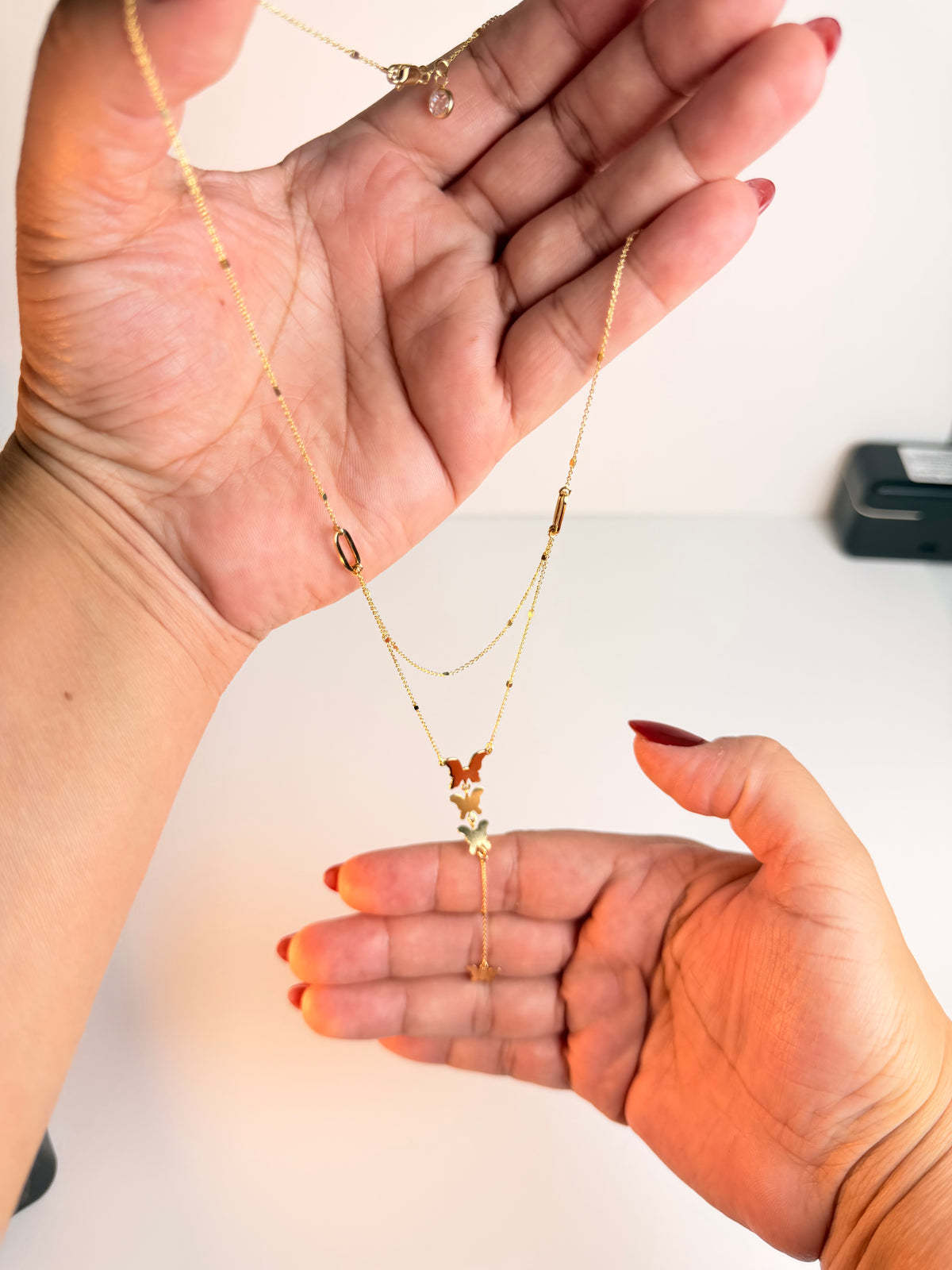 Women's 14K Gold Two-in-One Anchor & Ball Butterfly Necklace