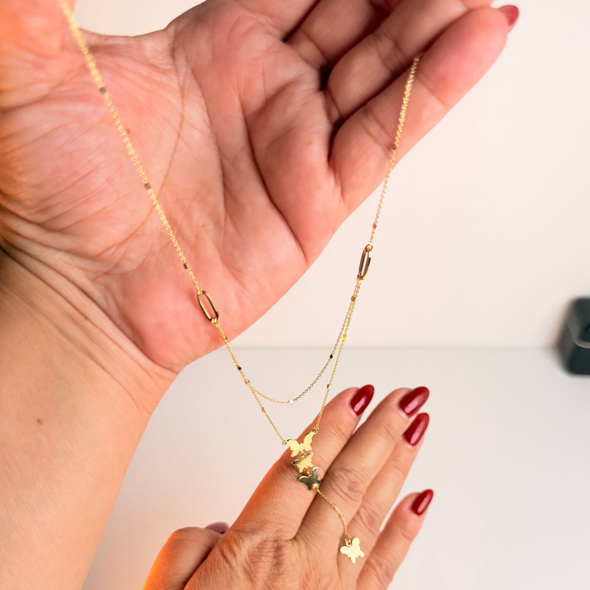 Women's 14K Gold Two-in-One Anchor & Ball Butterfly Necklace