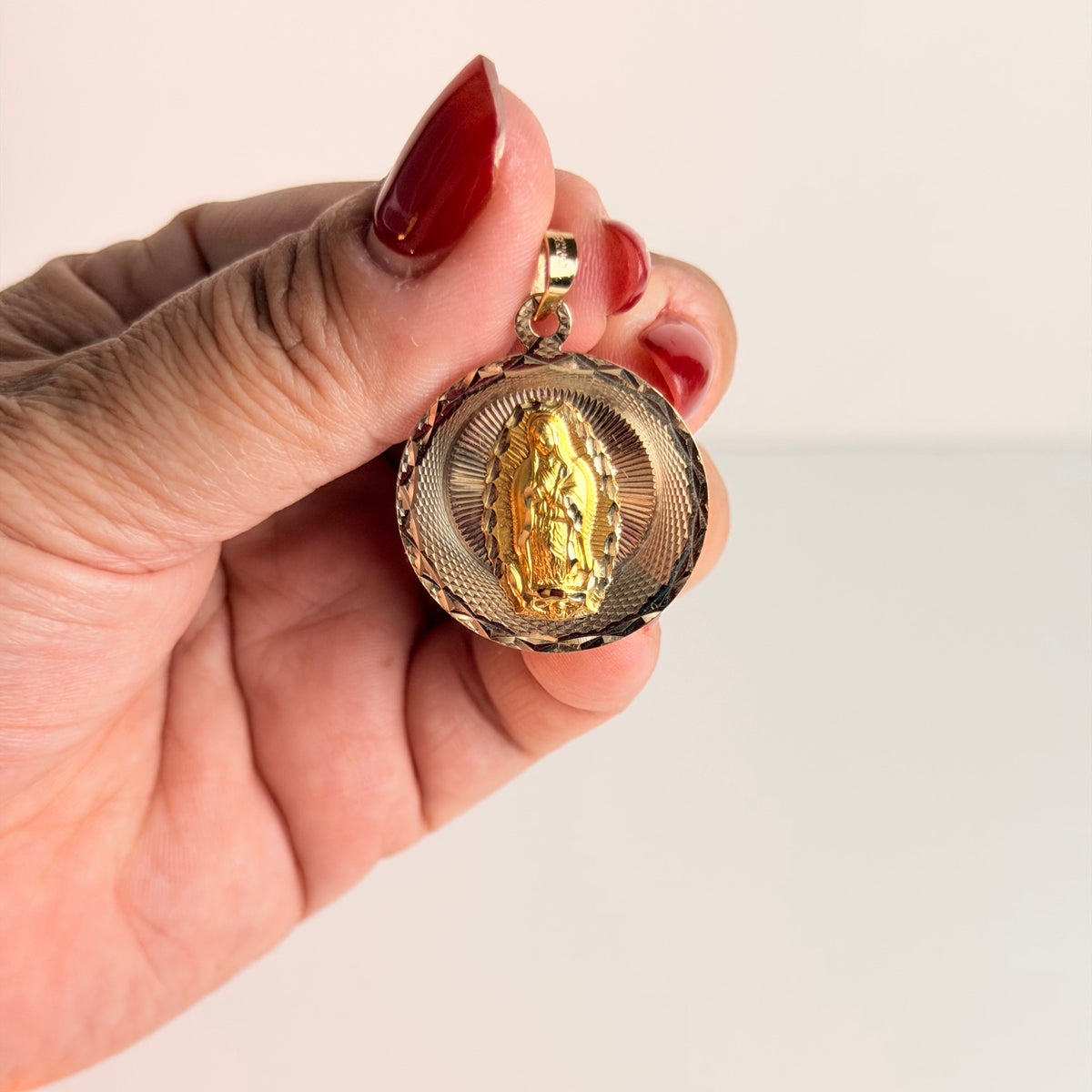 Women's 14K Gold Tricolor Virgin of Guadalupe Medallion Pendant