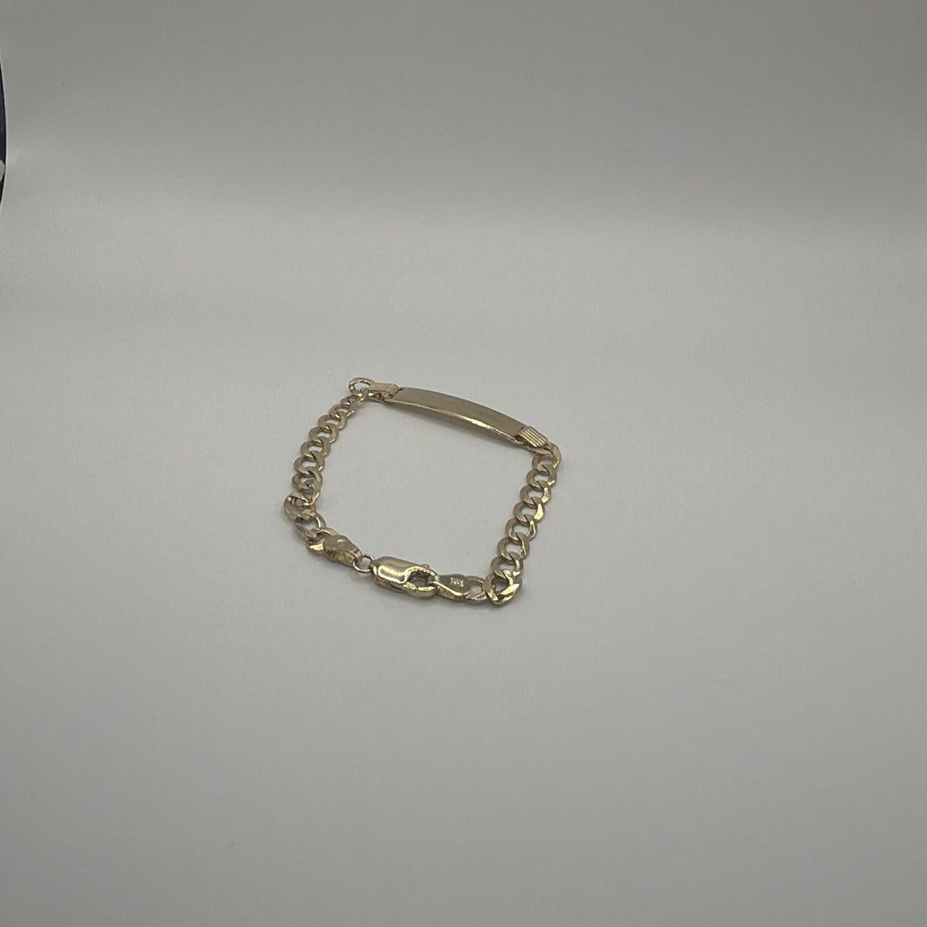 Kids' 14K Gold Concave Cuban Link ID Bracelet