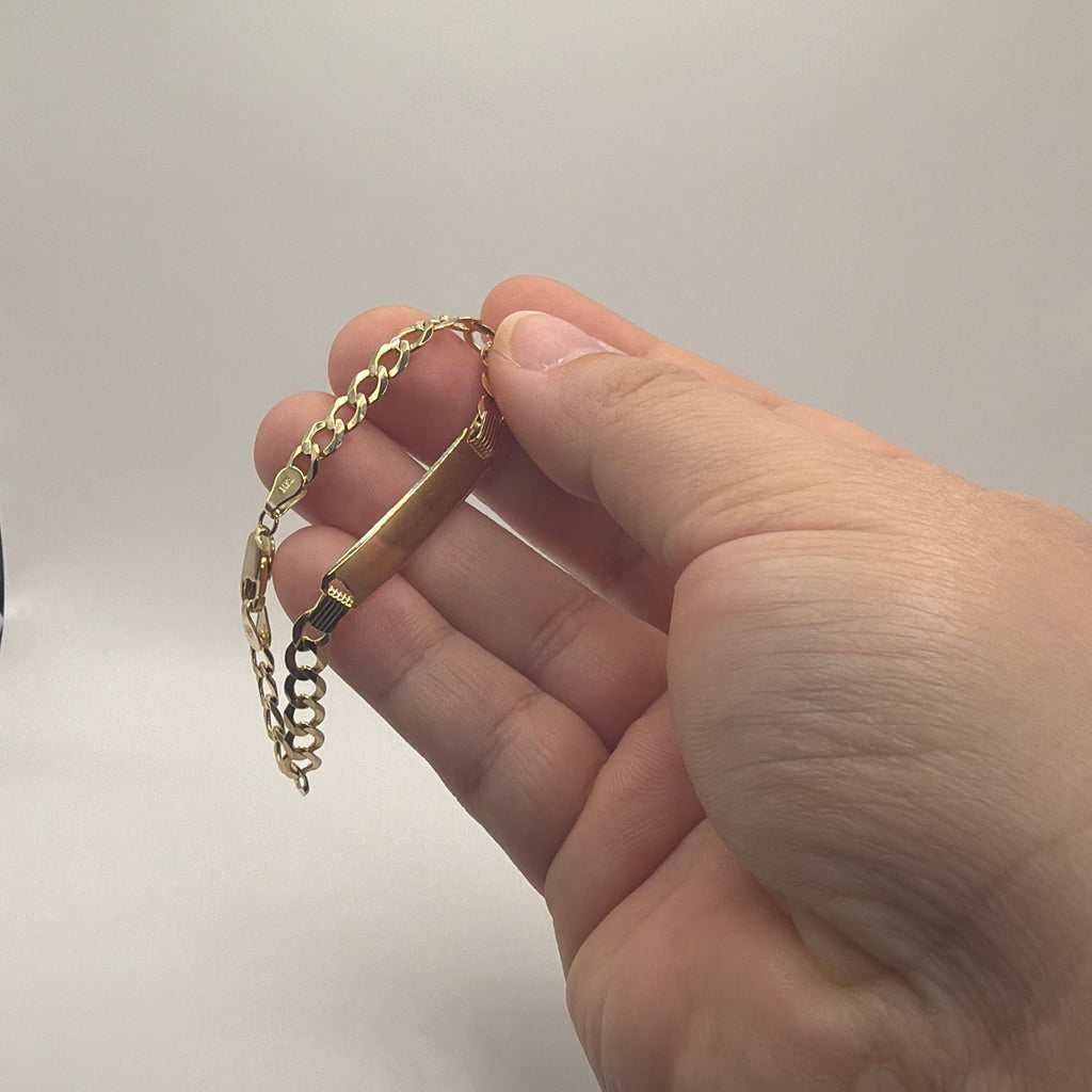 Kids' 14K Gold Concave Cuban Link ID Bracelet