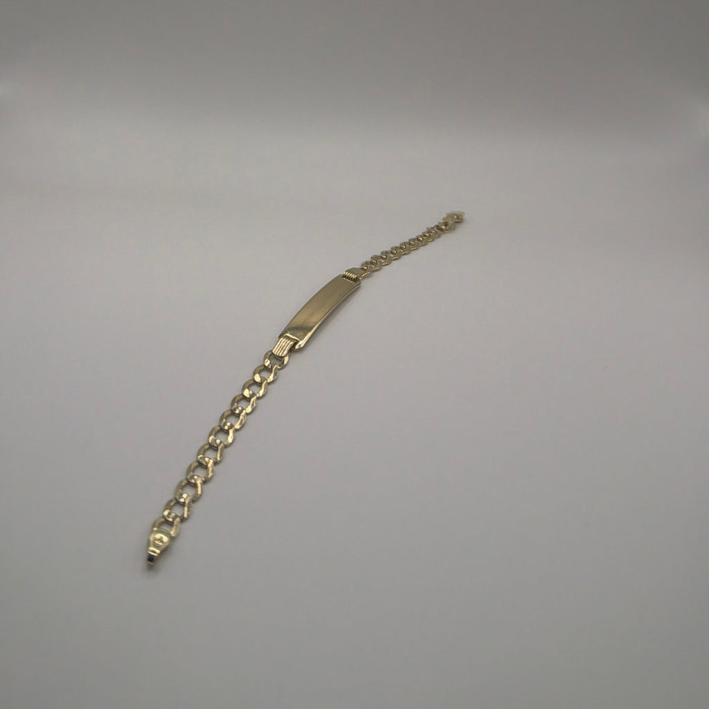 Kids' 14K Gold Concave Cuban Link ID Bracelet
