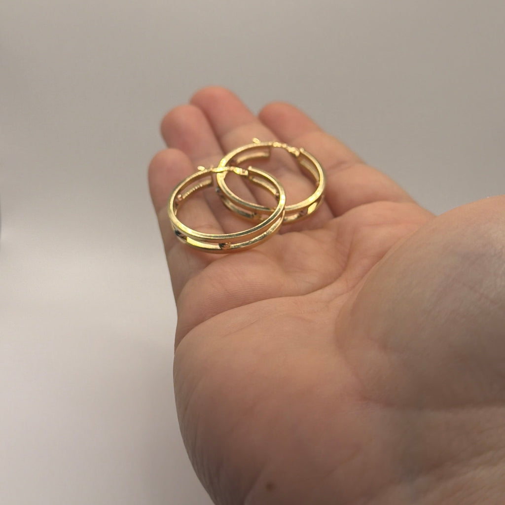 Women's 14K Gold Hoop Earrings with Large Ball Detail