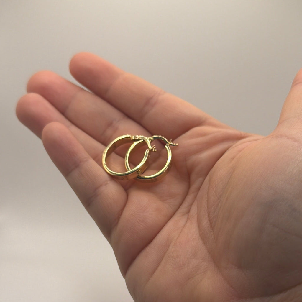 Women's 14K Gold Small Screw-Detail Hoop Earrings