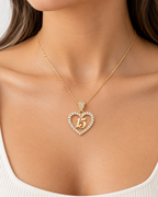 Women's 14K Gold Quinceañera Heart Pendant with White Zirconia