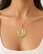 Women's 14K Gold Tricolor Virgin of Guadalupe Medallion Pendant