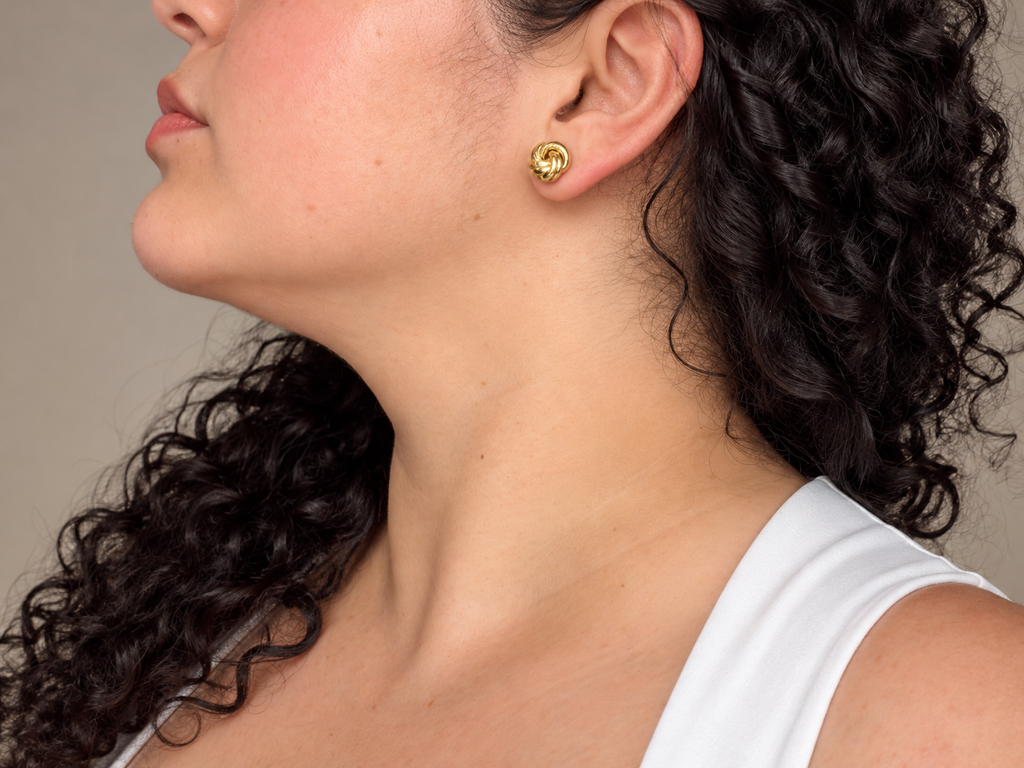 Women's 14K Gold Textured Knot Earrings