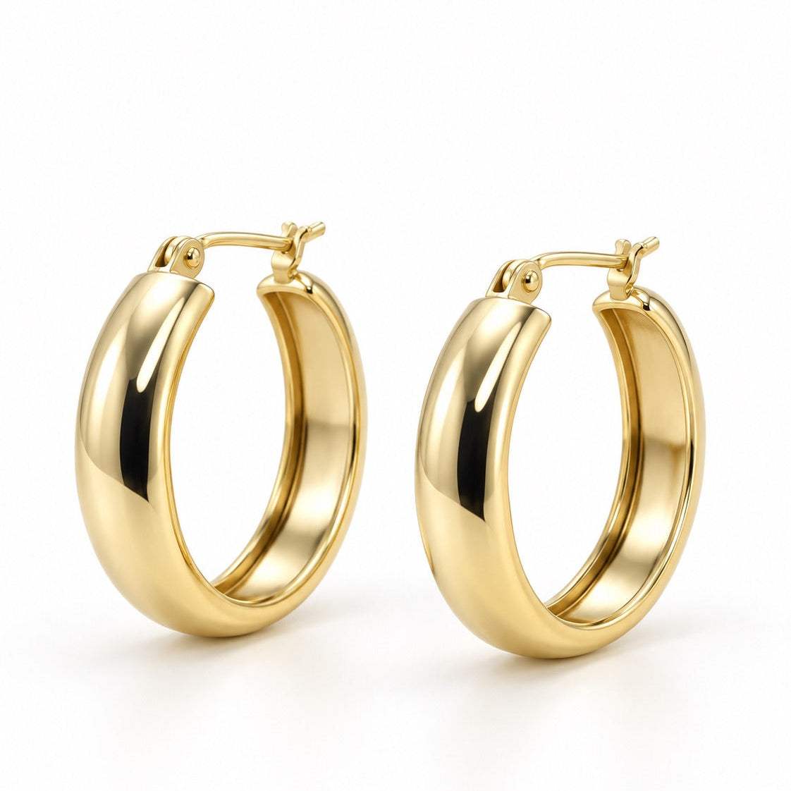 Women's 14K Gold Medium Smooth Hoop Earrings