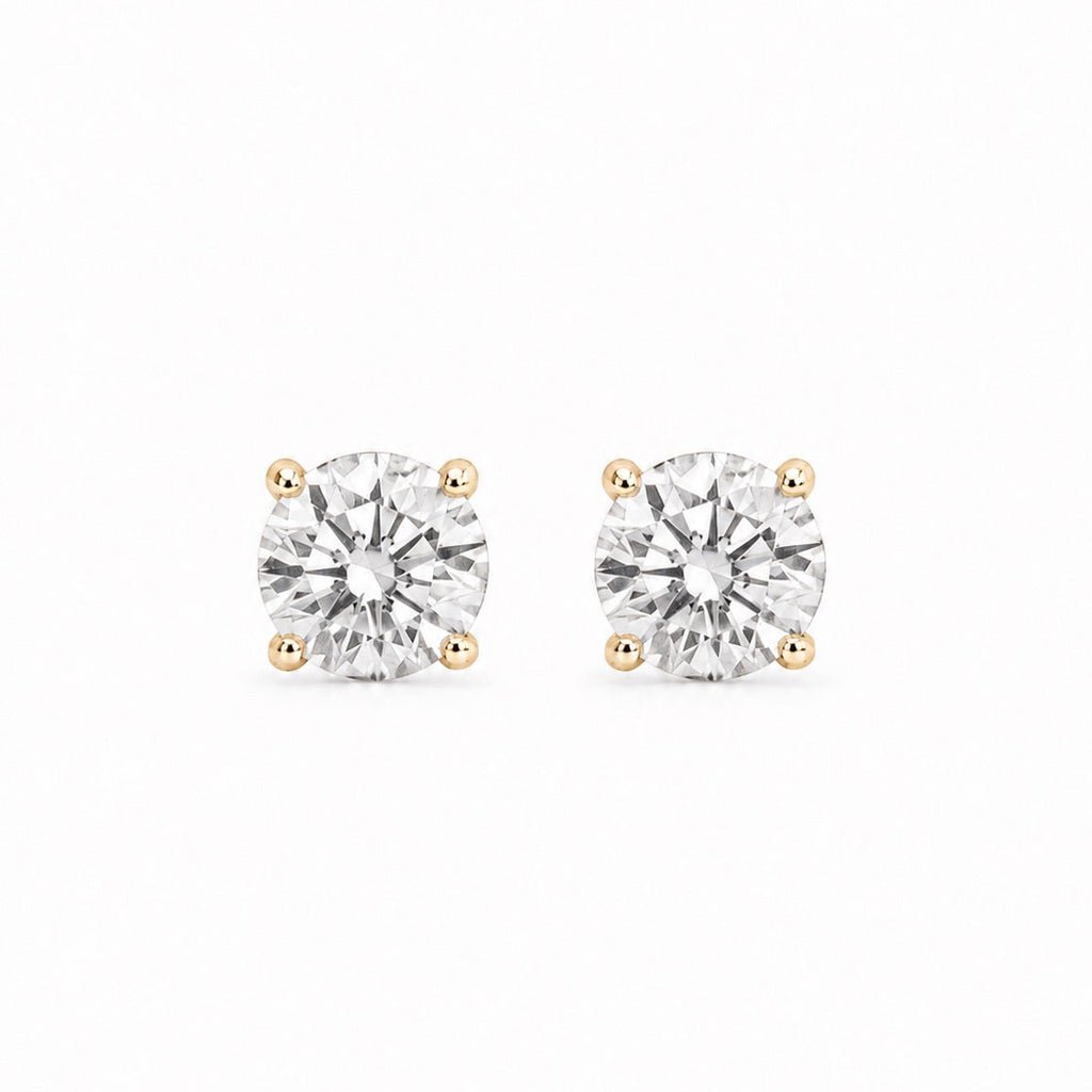 Unisex 14K Gold Solitaire Stud Earrings
