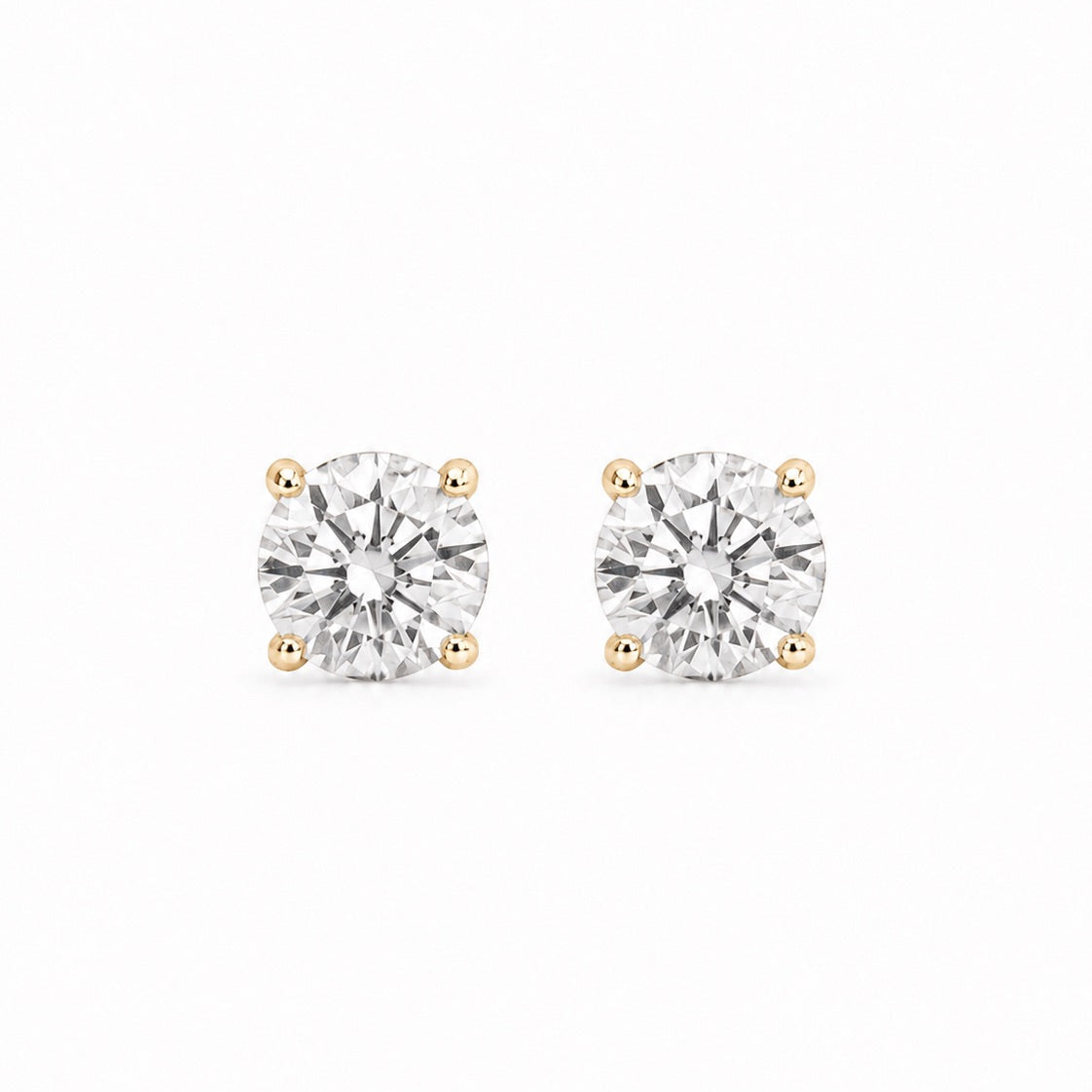 Unisex 14K Gold Solitaire Stud Earrings