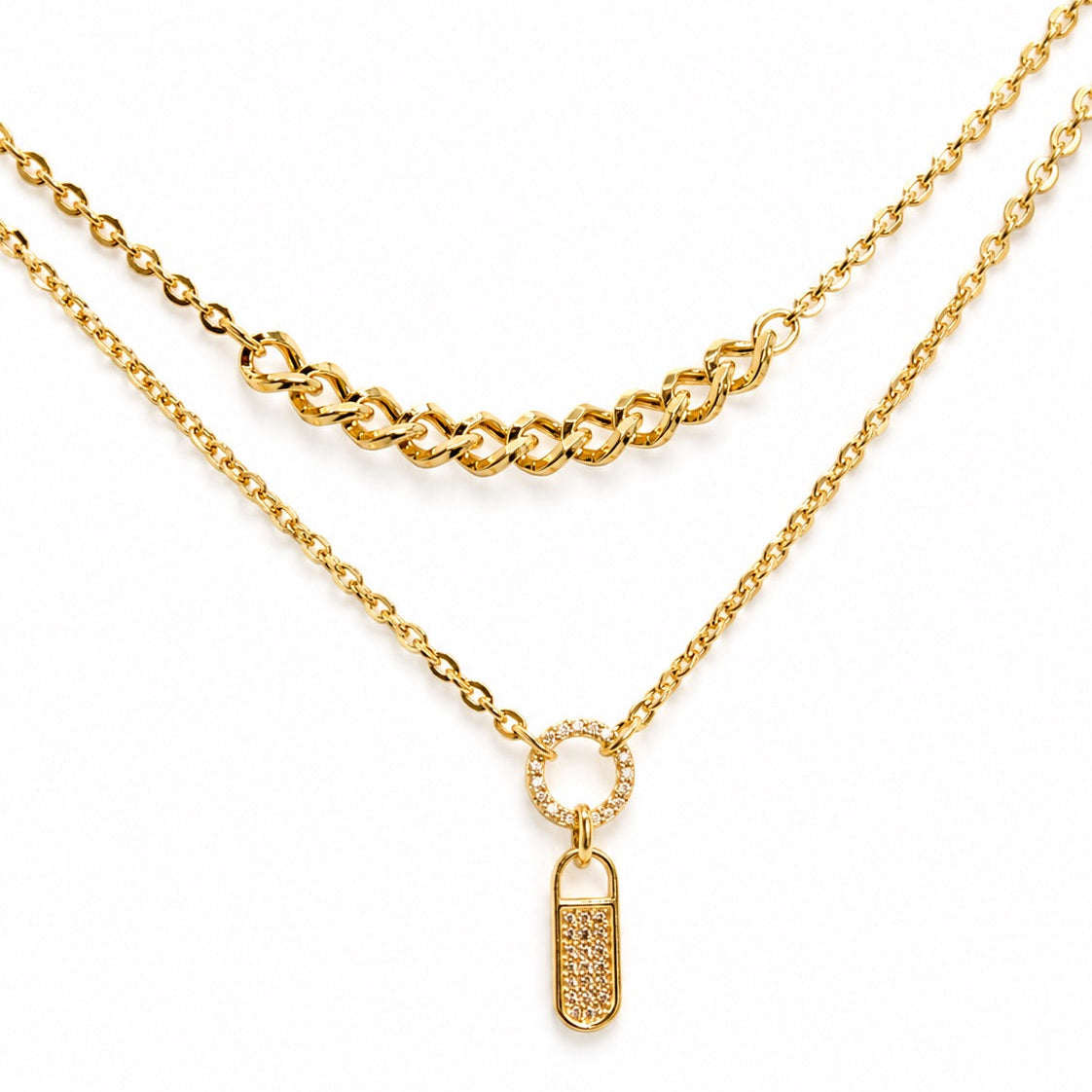 Women's 14K Gold 2-in-1 Double Chain Necklace