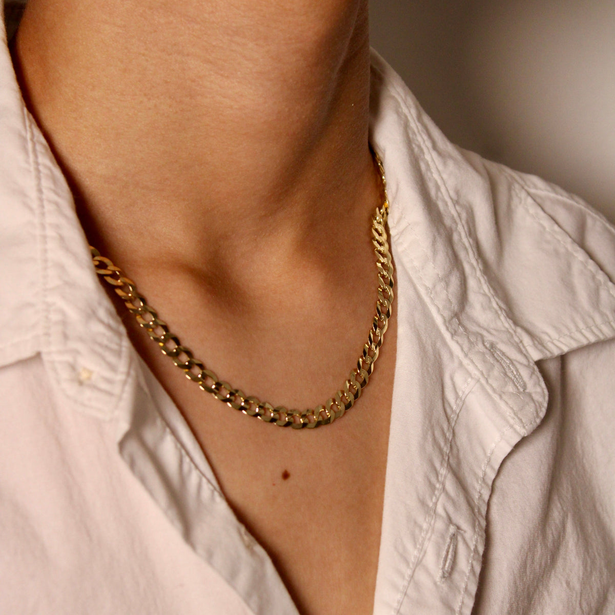 Men's 14K Gold Open-Link Concave Cuban Chain