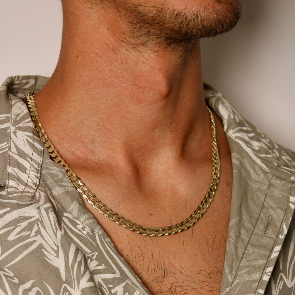 Men's 14K Gold Concave Cuban Link Chain