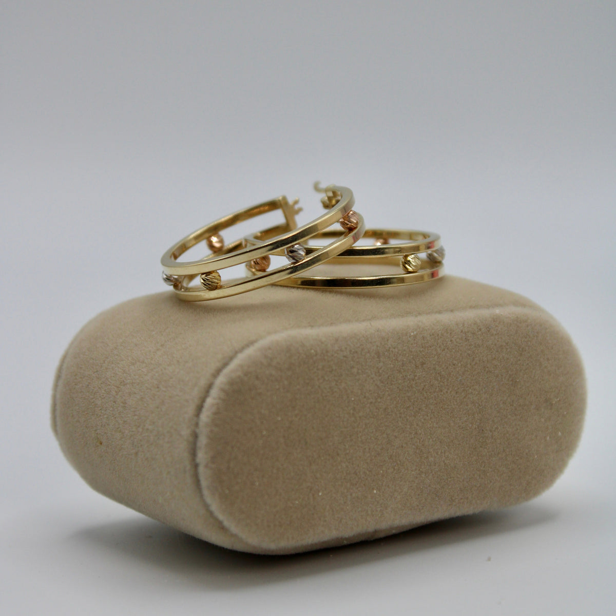 Women's 14K Gold Hoop Earrings with Large Ball Detail